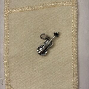 Retired James Avery Sterling Silver Violin Pendant Charm CUT jump ring